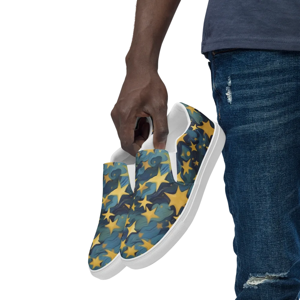 Celestial Current on Men's Slip-On Canvas Shoes — Left Front