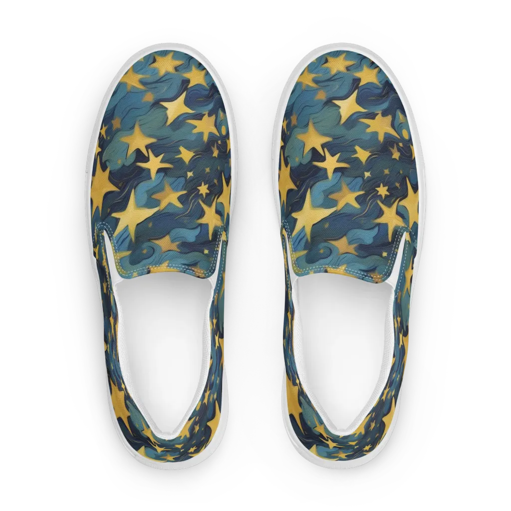 Celestial Current on Women's Slip-On Canvas Shoes — Front