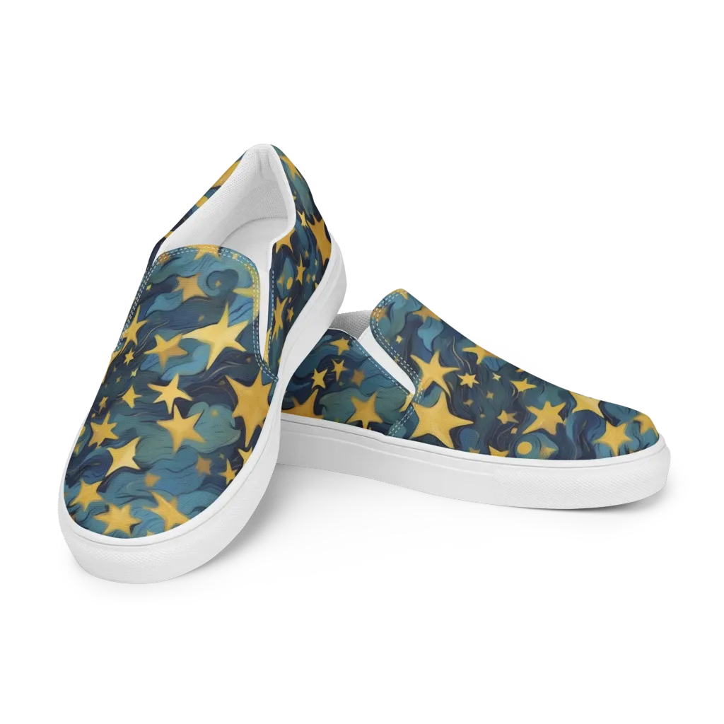 Celestial Current on Women's Slip-On Canvas Shoes — Left Front