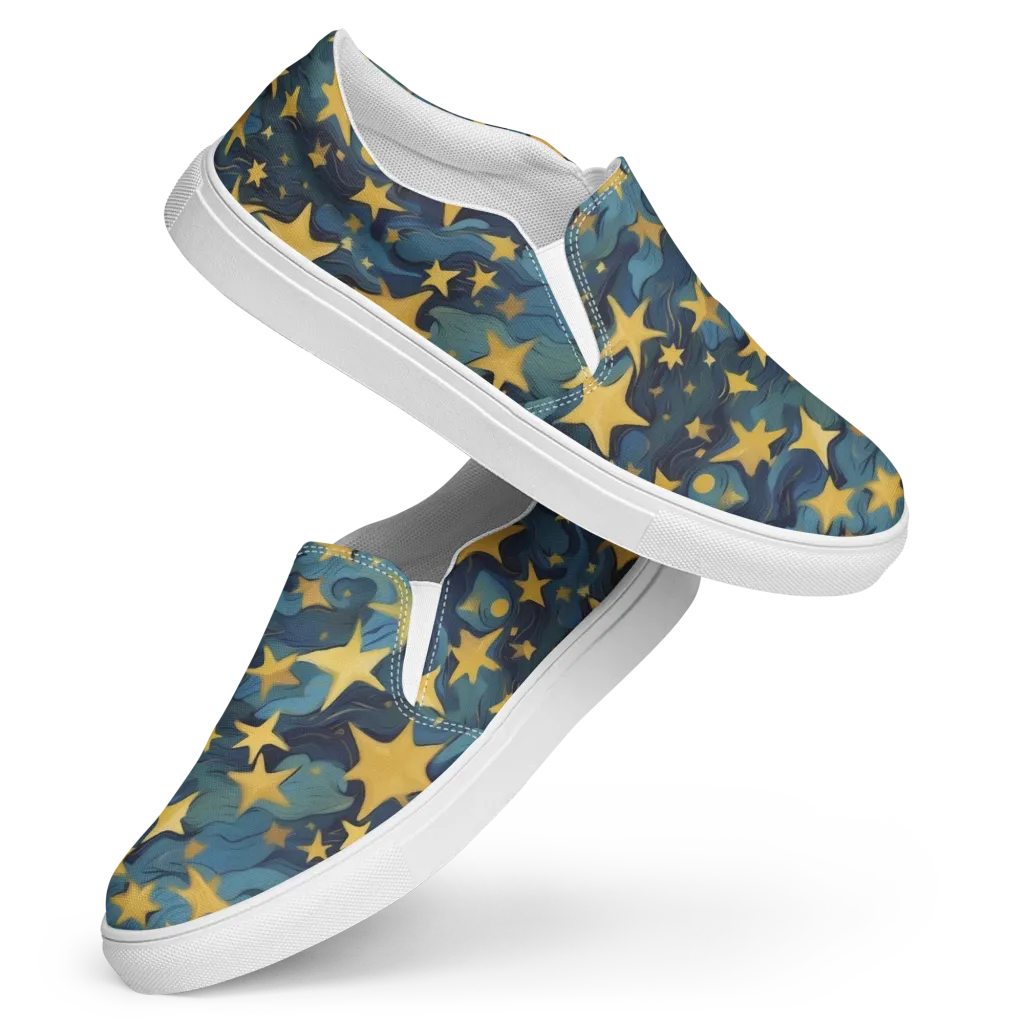 Celestial Current on Women's Slip-On Canvas Shoes — Front