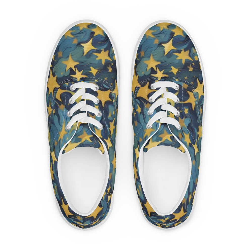 Celestial Current on Men's Lace-Up Canvas Shoes — Front