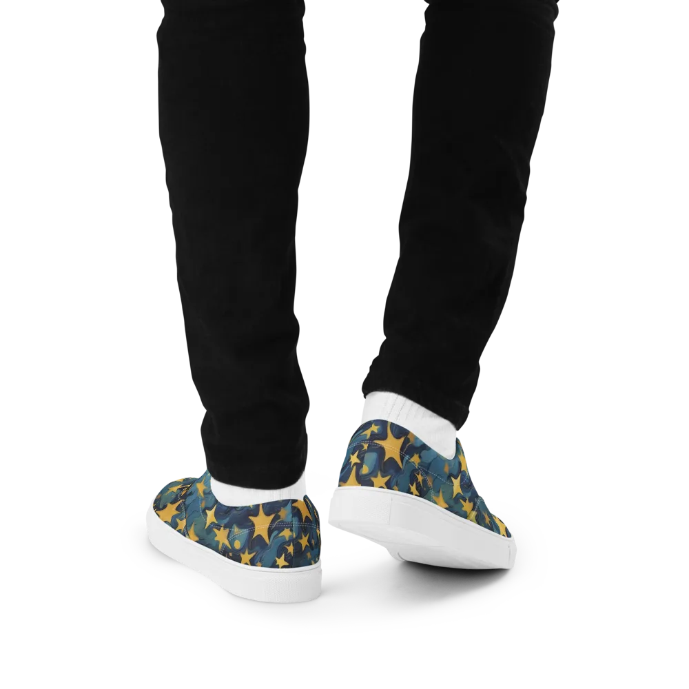 Celestial Current on Men's Lace-Up Canvas Shoes — Back