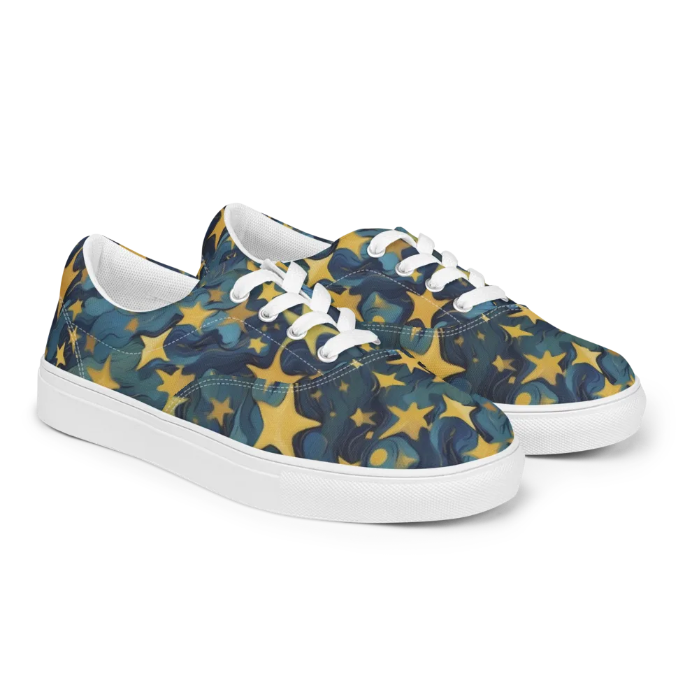 Celestial Current on Men's Lace-Up Canvas Shoes — Right Front