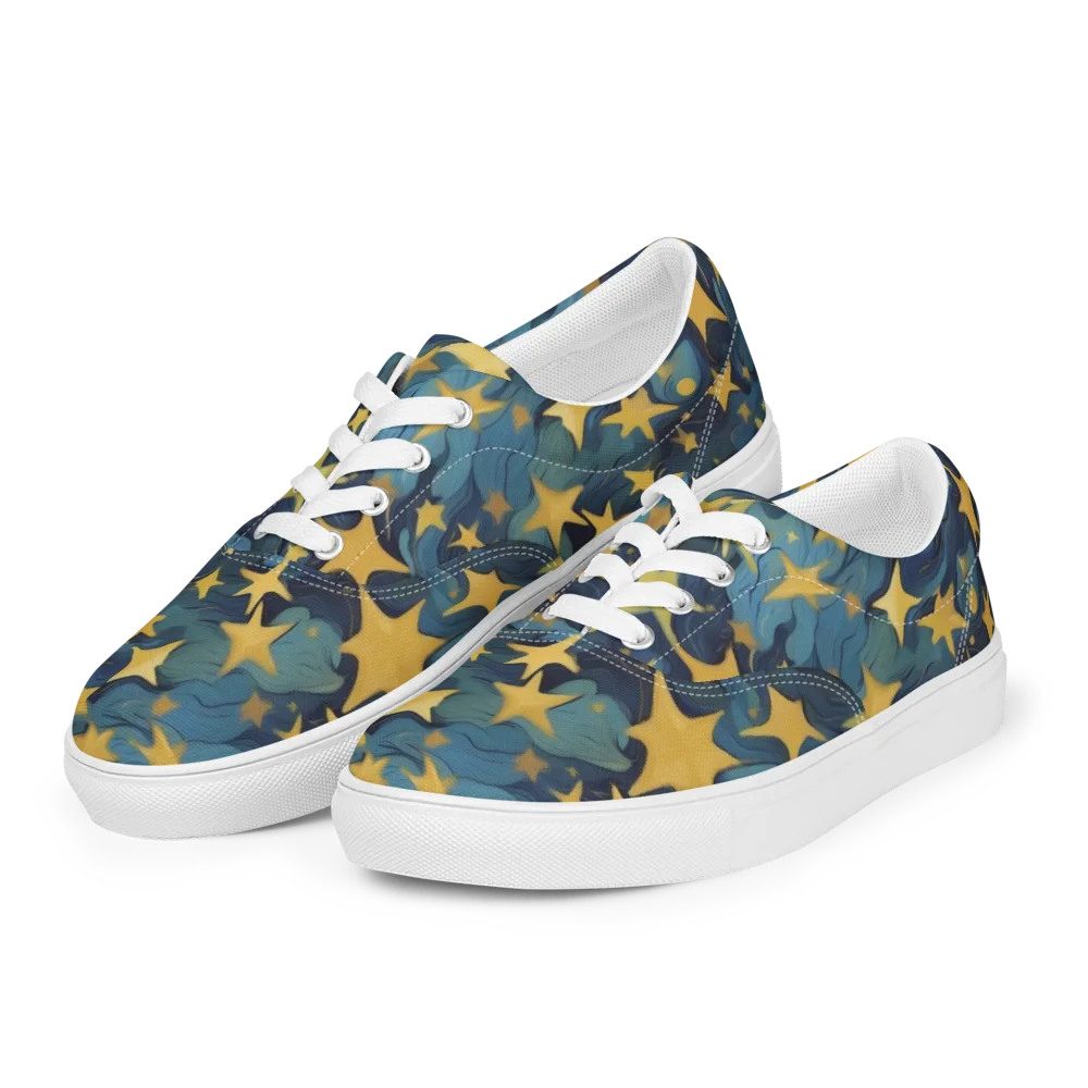 Celestial Current on Men's Lace-Up Canvas Shoes — Left Front