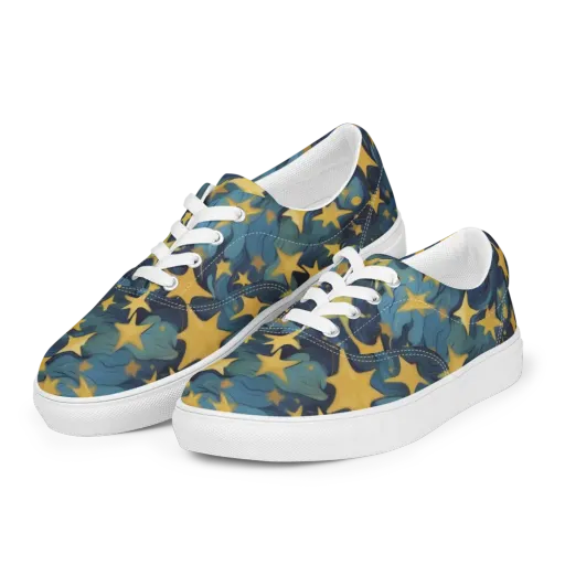 Celestial Current on a Men's Lace-Up Canvas Shoes