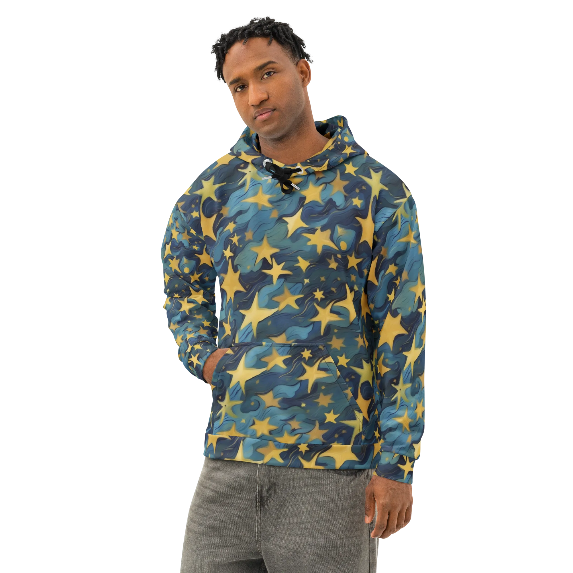 Celestial Current on Cotton Hoodie — Left Front