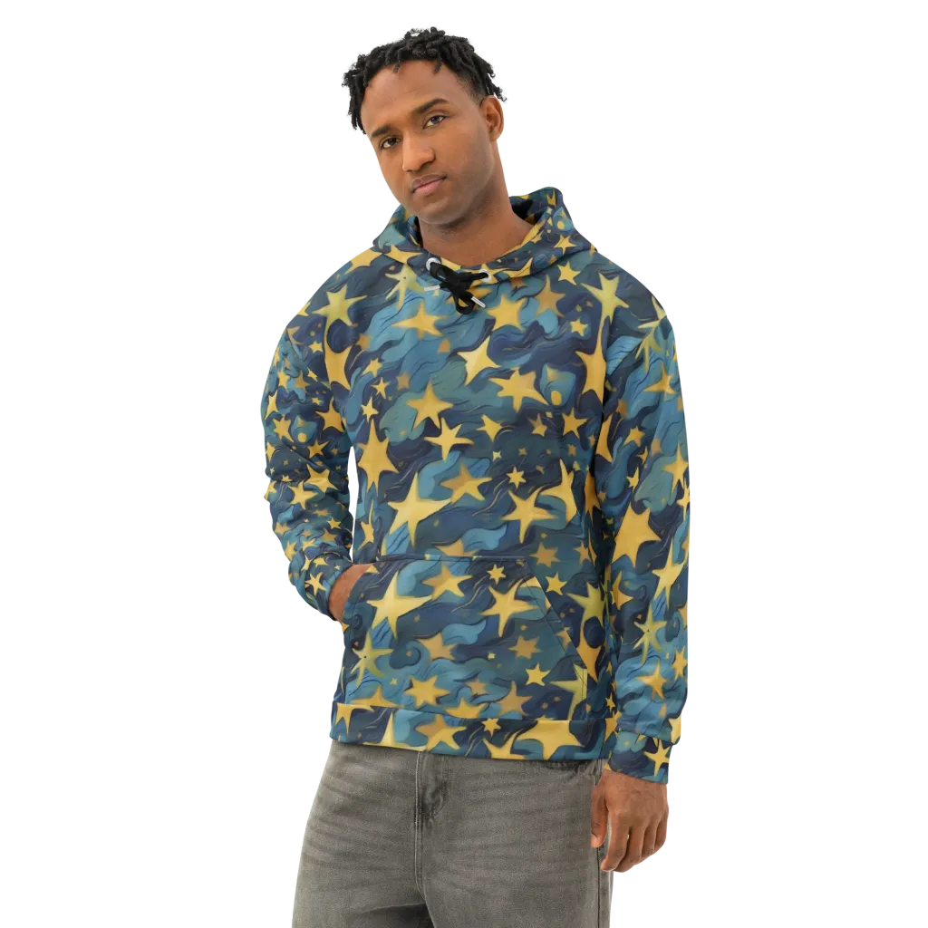 Celestial Current on Cotton Hoodie — Left Front