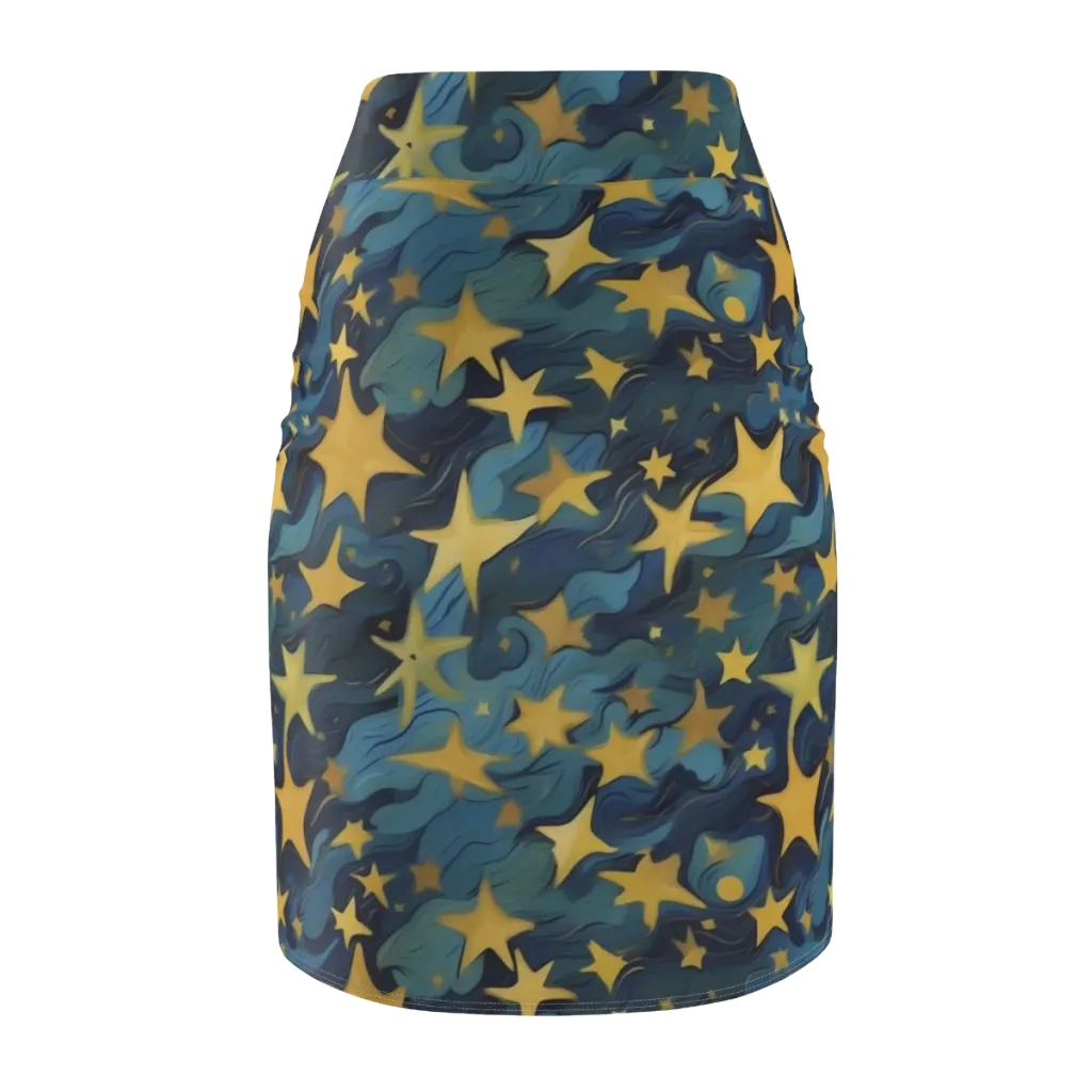 Celestial Current on Pencil Skirt — Back