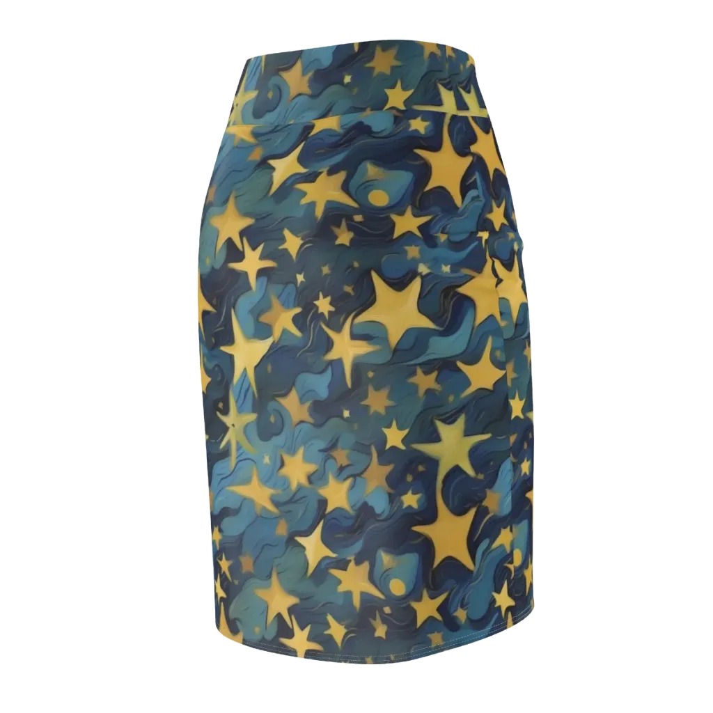 Celestial Current on Pencil Skirt — Back Side