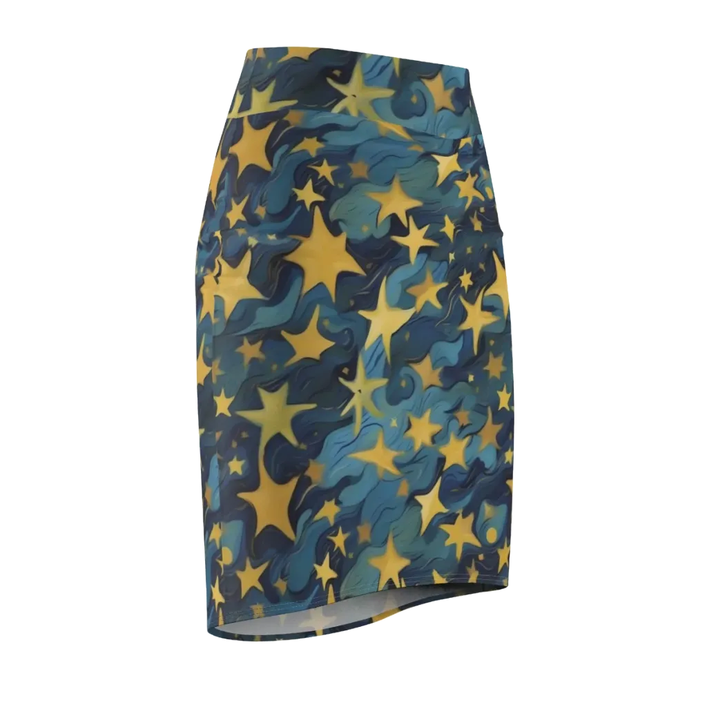 Celestial Current on Pencil Skirt — Front Side