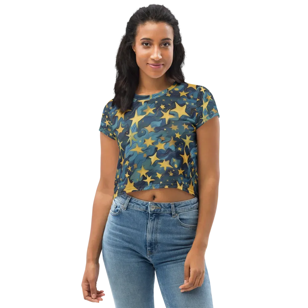 Celestial Current on Crop Tee — Front