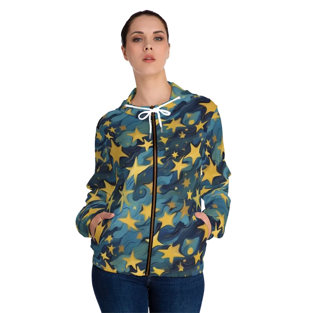 Celestial Current on Women's Full-Zip Hoodie — Front On Person