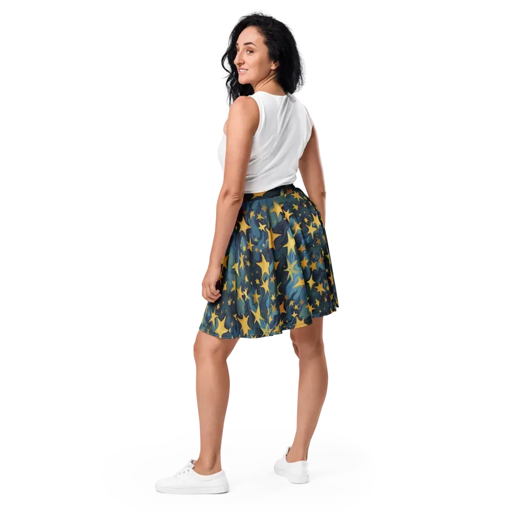 Celestial Current on Skater Skirt — Back