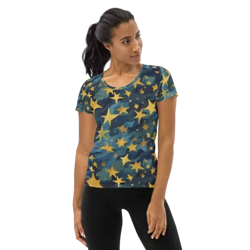 Celestial Current on a Women's Athletic T-Shirt
