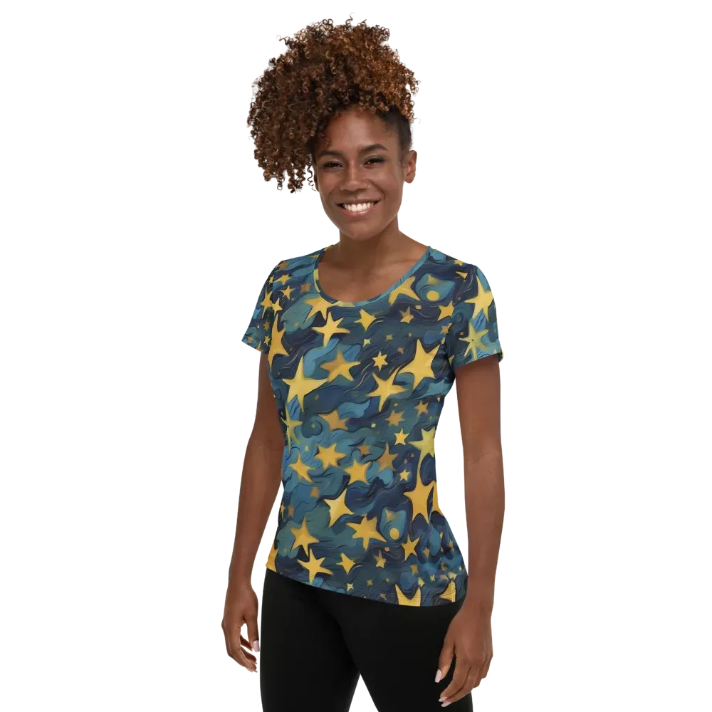Celestial Current on Women's Athletic T-Shirt — Left