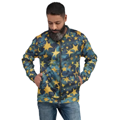 Celestial Current on a Bomber Jacket
