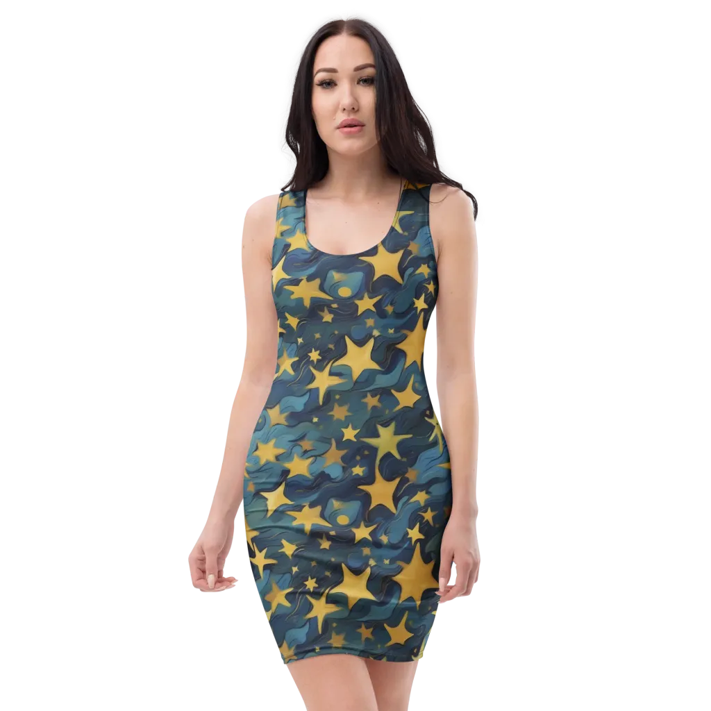 Celestial Current on Bodycon Dress — Front