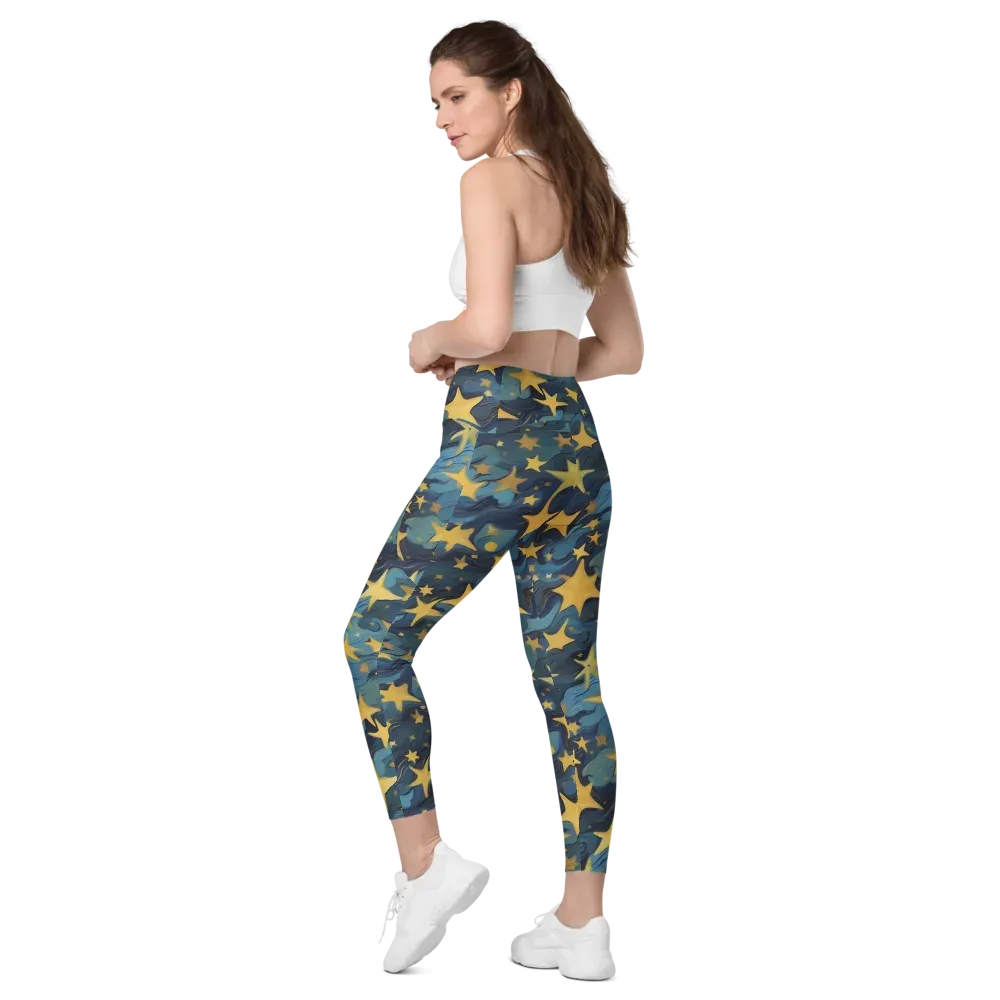 Celestial Current on Leggings with Pockets — Left Back