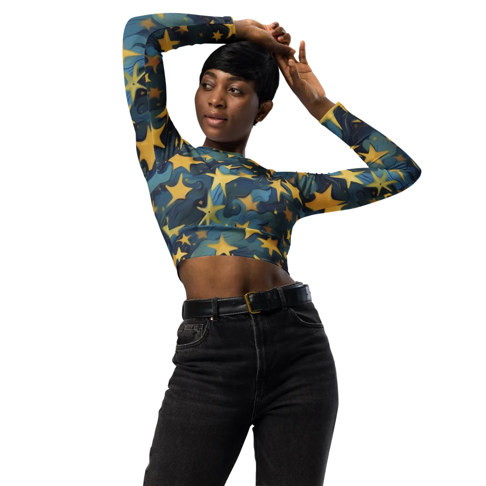 Celestial Current on Long Sleeve Crop Top — Front