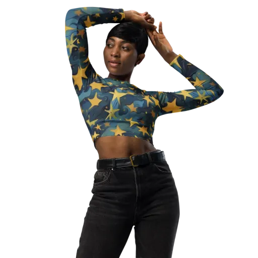Celestial Current on a Long Sleeve Crop Top