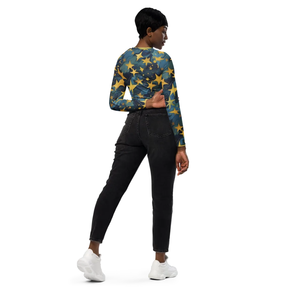 Celestial Current on Long Sleeve Crop Top — Right Back