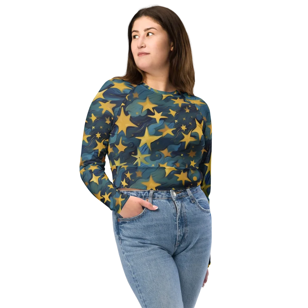 Celestial Current on Long Sleeve Crop Top — Front