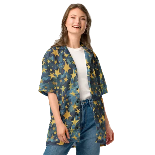 Celestial Current on a Button Shirt