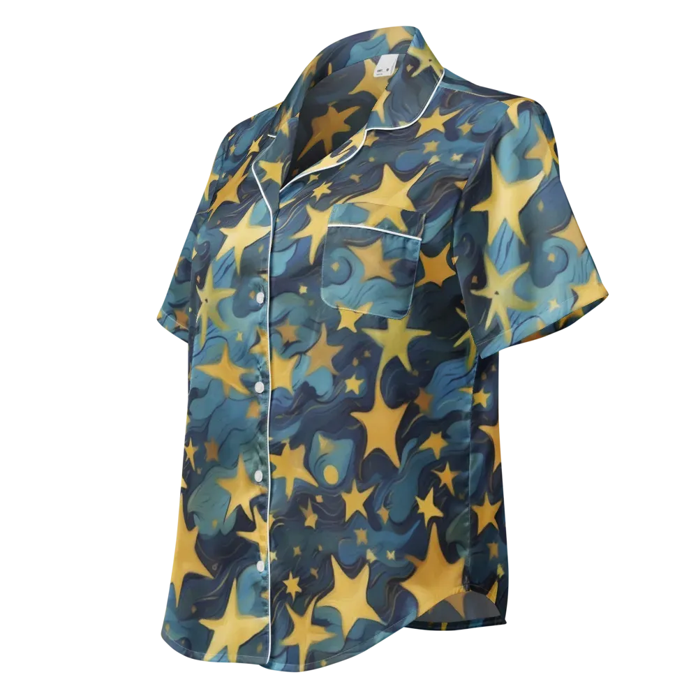 Celestial Current on Women's Short Sleeve Pajama Top — Left Front