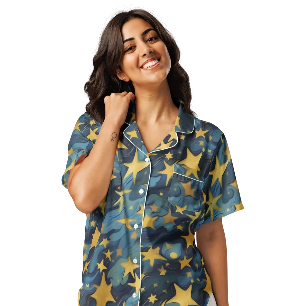 Celestial Current on Women's Short Sleeve Pajama Top — Front