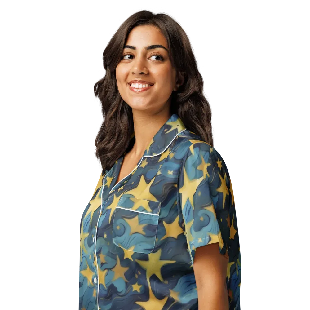Celestial Current on Women's Short Sleeve Pajama Top — Left Front