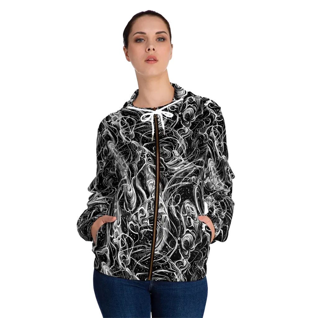 Ivory Riot on Women's Full-Zip Hoodie — Front On Person