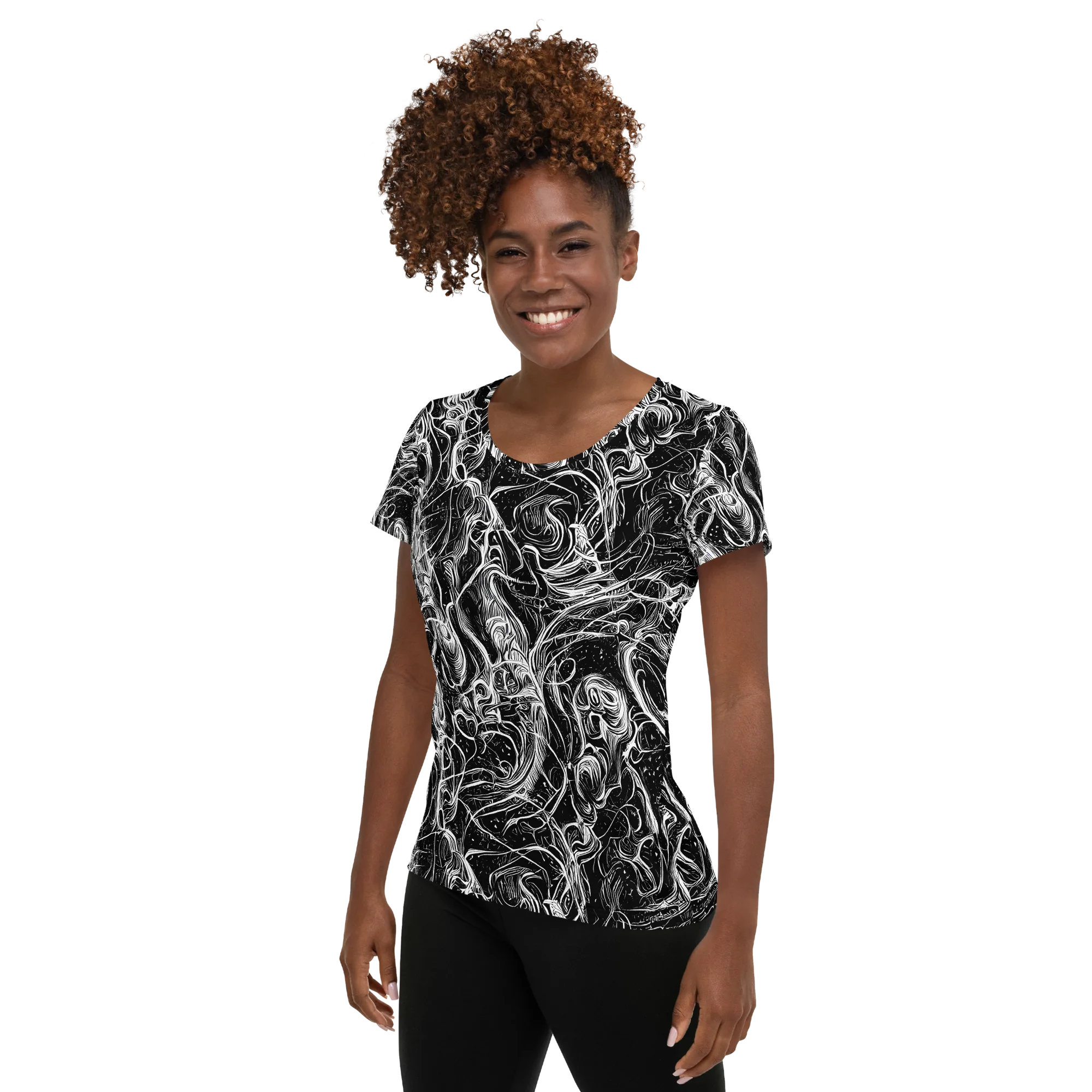 Ivory Riot on Women's Athletic T-Shirt — Left
