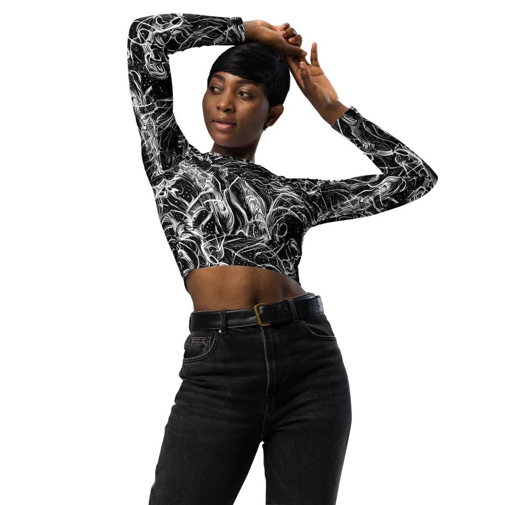 Ivory Riot on Long Sleeve Crop Top — Front