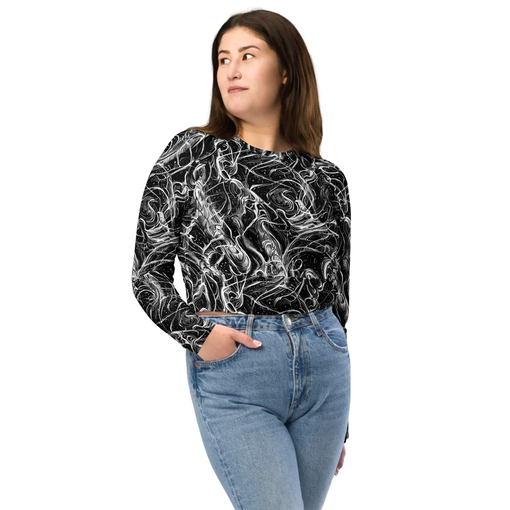Ivory Riot on Long Sleeve Crop Top — Front