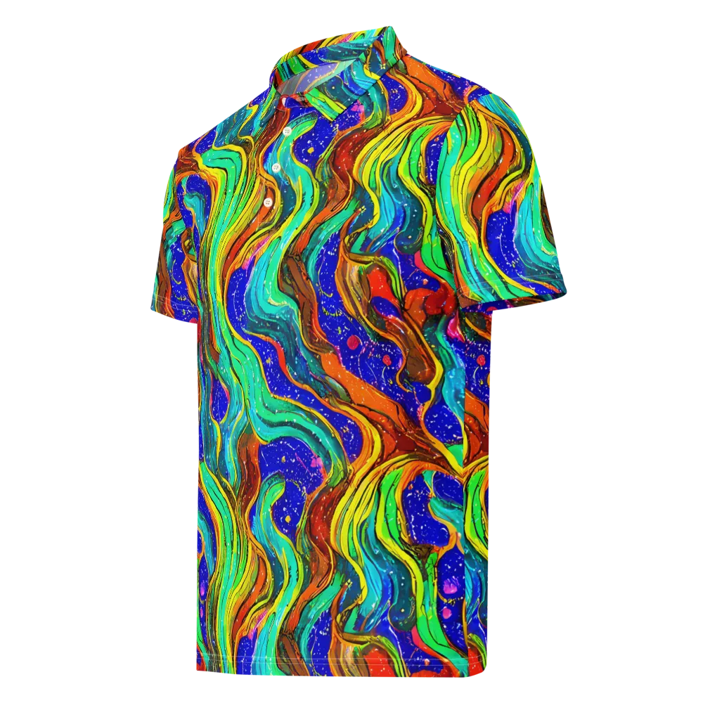 Tidal Technicolor on Men's Slim Fit Polo Shirt — Left Front