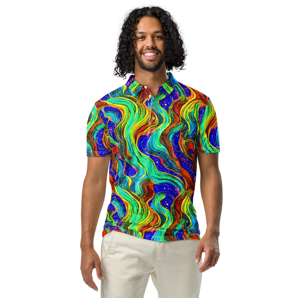 Tidal Technicolor on Men's Slim Fit Polo Shirt — Front