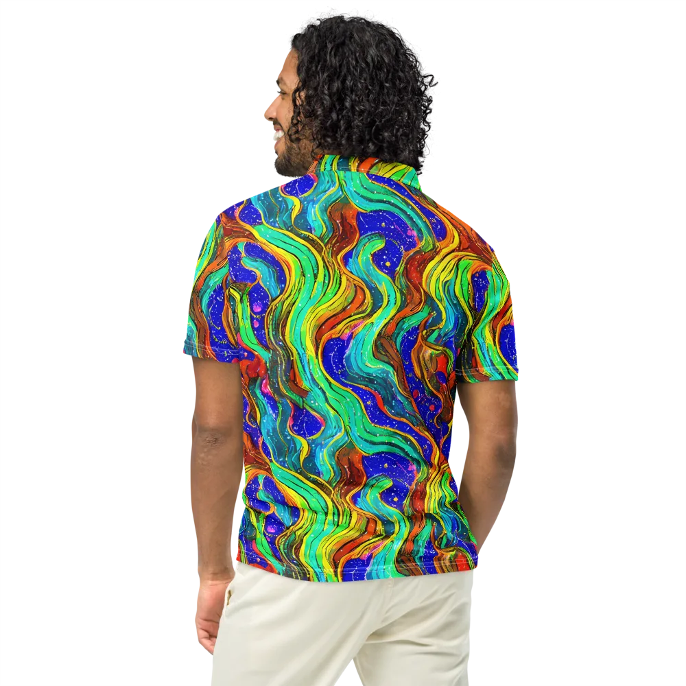 Tidal Technicolor on Men's Slim Fit Polo Shirt — Back