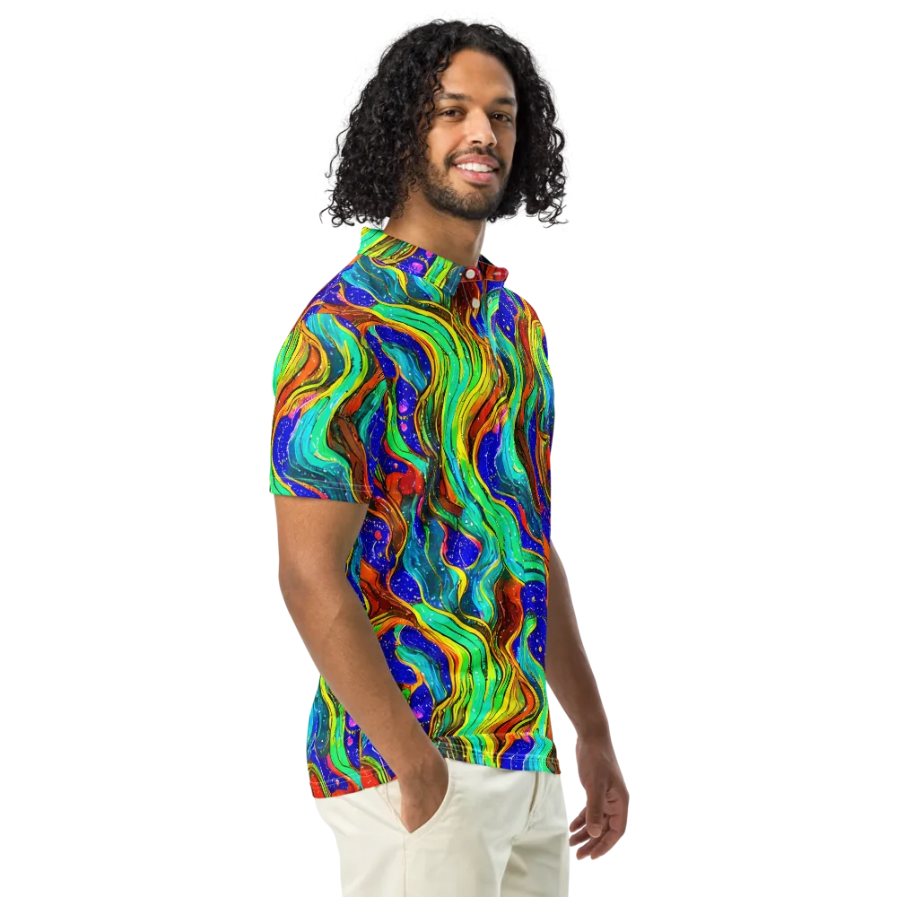 Tidal Technicolor on Men's Slim Fit Polo Shirt — Right Front