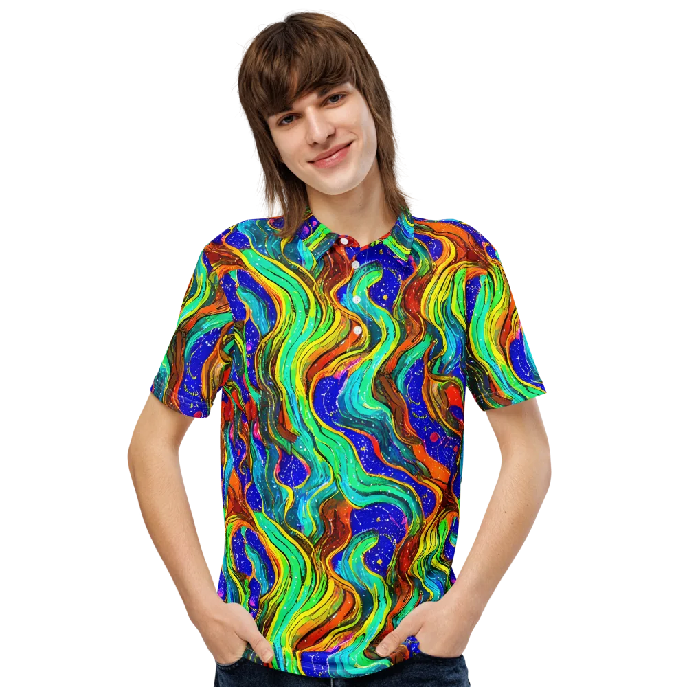 Tidal Technicolor on Men's Slim Fit Polo Shirt — Front
