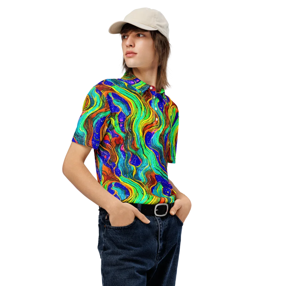 Tidal Technicolor on Men's Slim Fit Polo Shirt — Right Front
