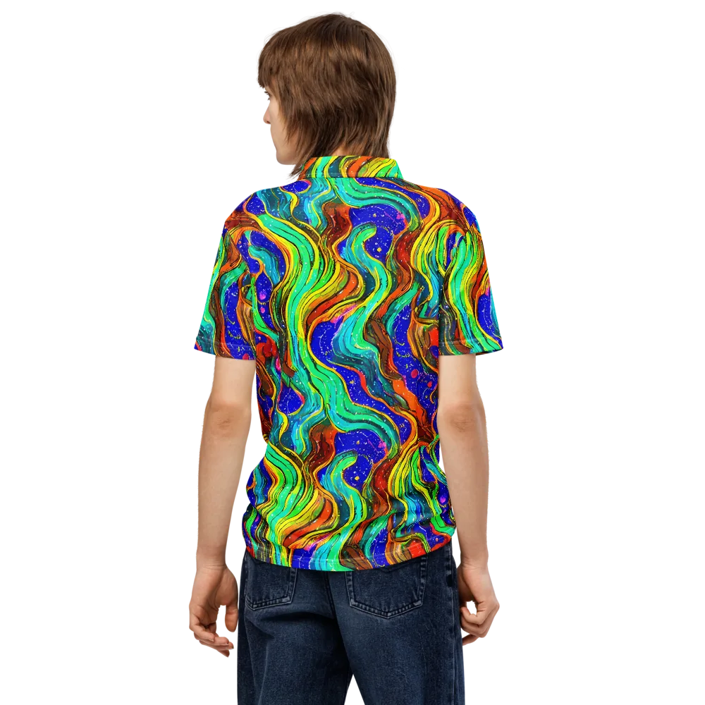 Tidal Technicolor on Men's Slim Fit Polo Shirt — Back