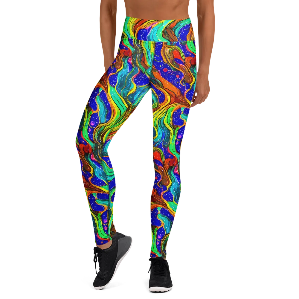 Tidal Technicolor on Yoga Leggings — Front