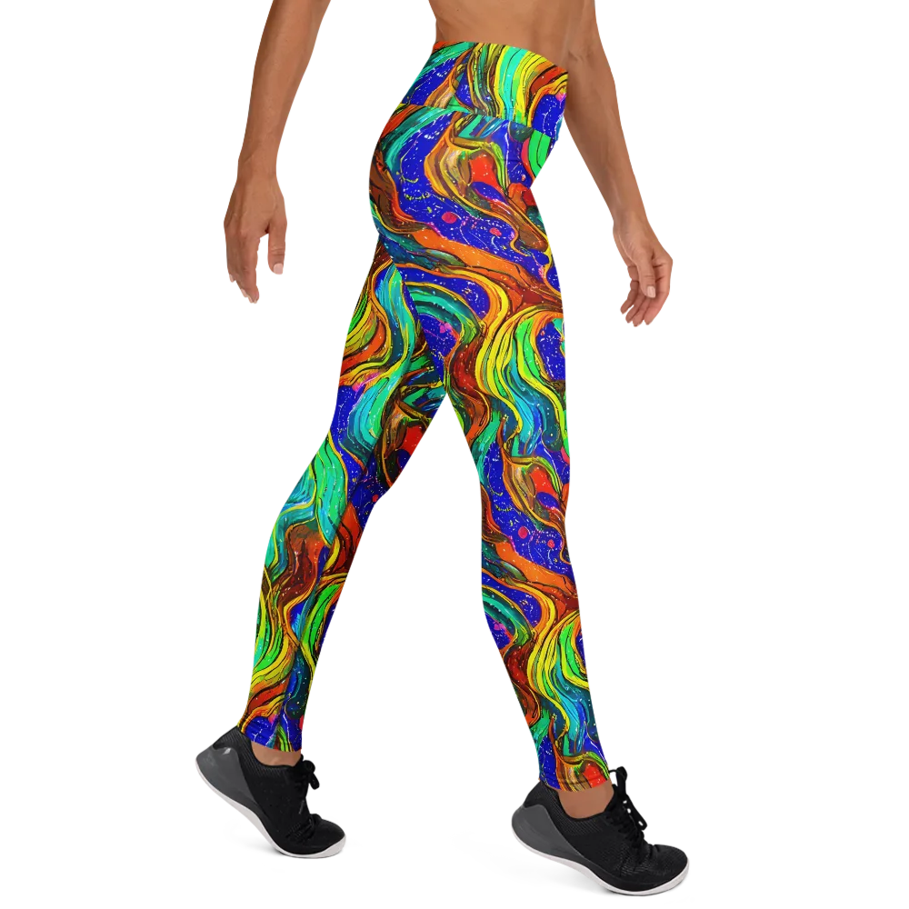 Tidal Technicolor on Yoga Leggings — Right
