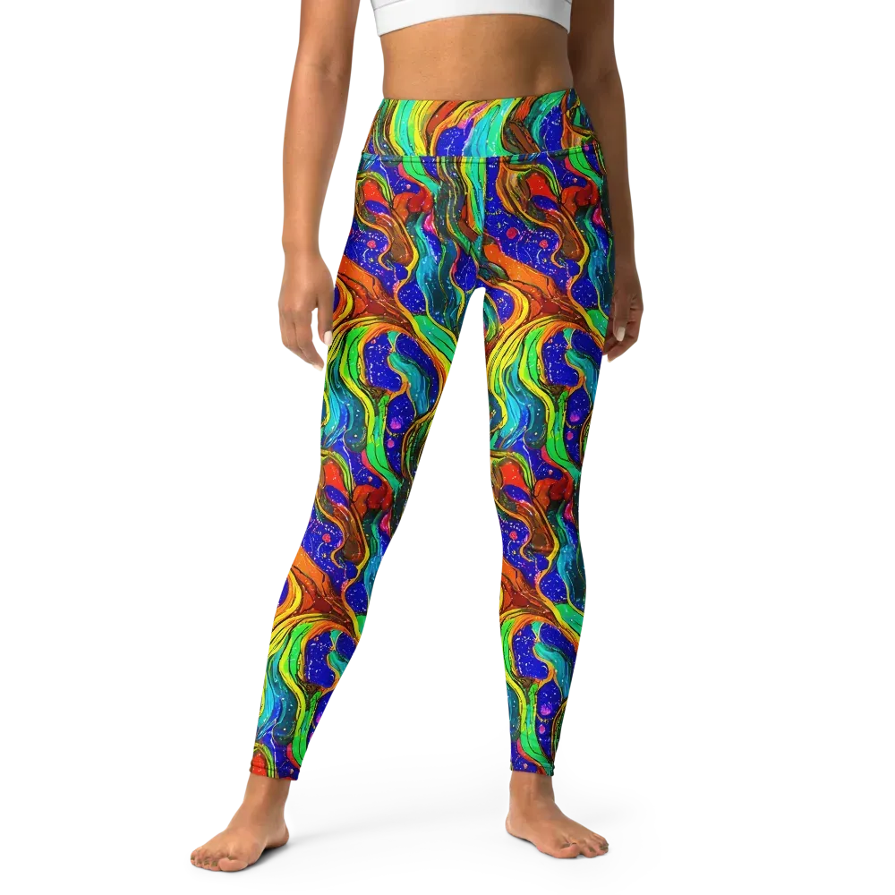 Tidal Technicolor on Yoga Leggings — Front
