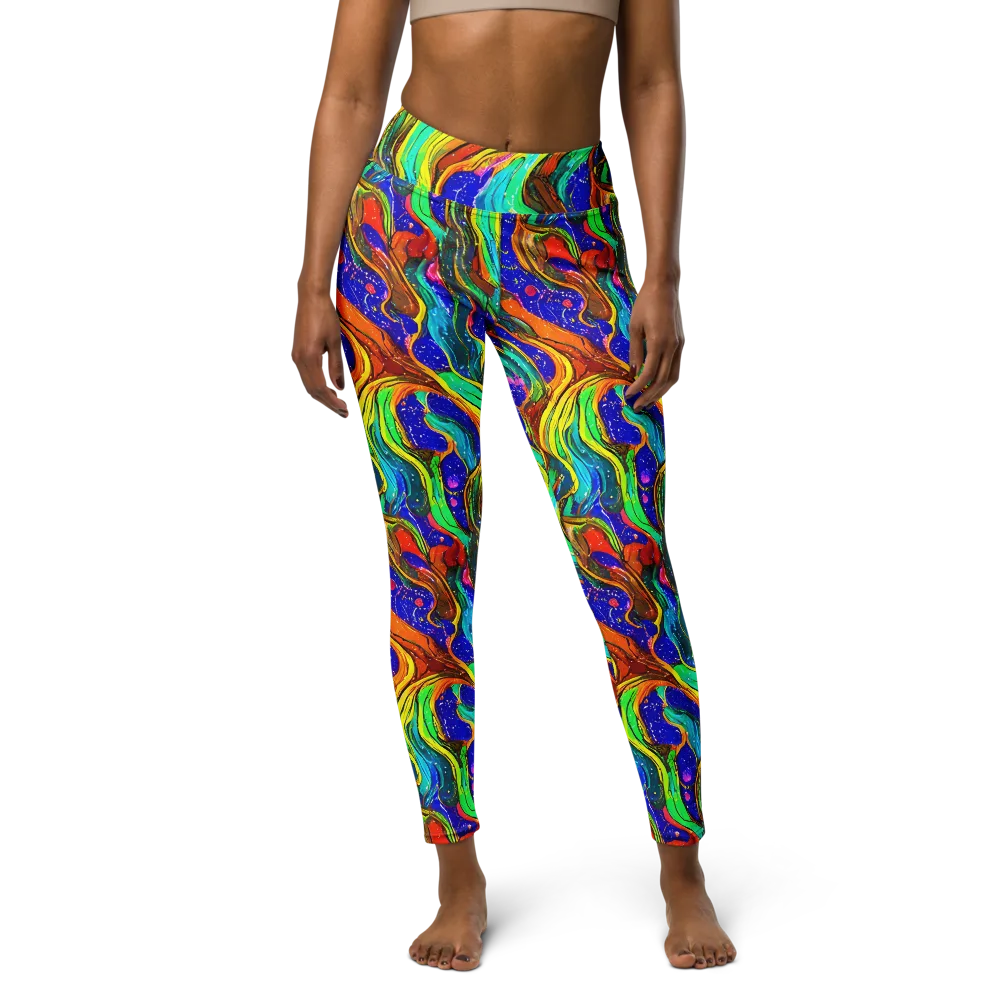 Tidal Technicolor on Yoga Leggings — Front