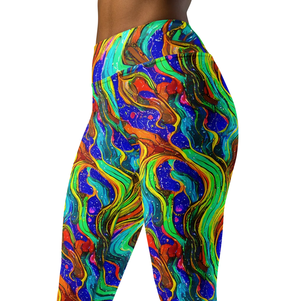 Tidal Technicolor on Yoga Leggings — Left Front