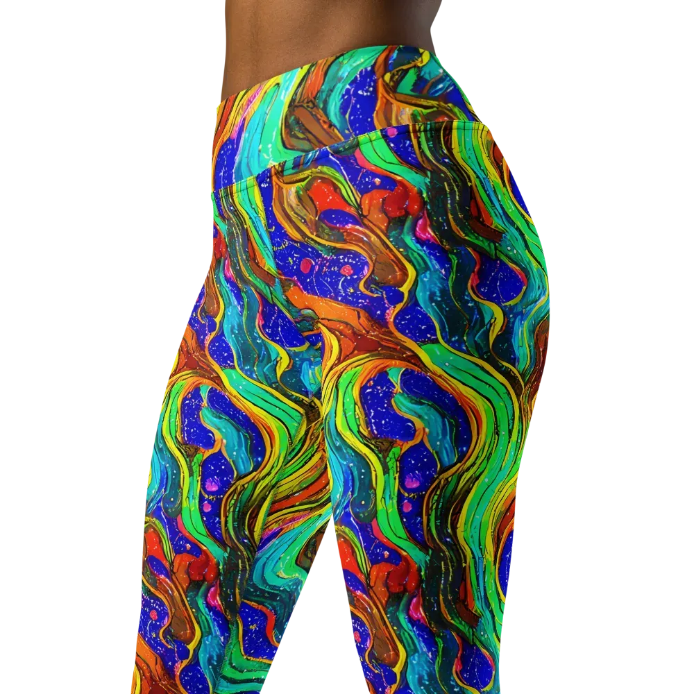 Tidal Technicolor on Yoga Leggings — Left Front