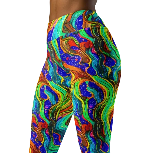 Tidal Technicolor on a Yoga Leggings
