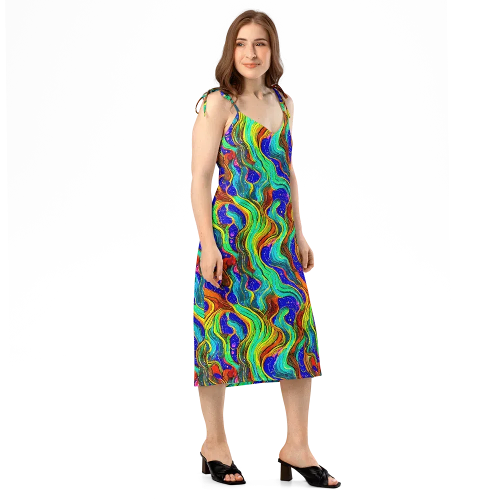 Tidal Technicolor on Slip Dress — Right Front