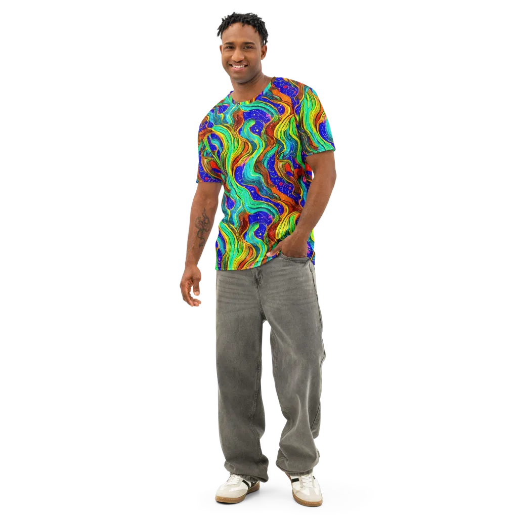 Tidal Technicolor on Men's Cotton Crew Neck T-Shirt — Front